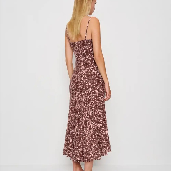 Elegant Brown Polka Dot Dress - Picture 3 of 4